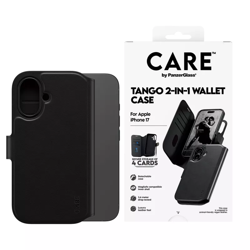 PanzerGlass CARE™ by ® Tango 2-in-1 dėklas su pinigine ir MagSafe iPhone 17