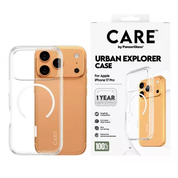 PanzerGlass CARE™ by ® Urban Explorer Dėklas Skaidrus su Balta MagSafe iPhone 17 Pro