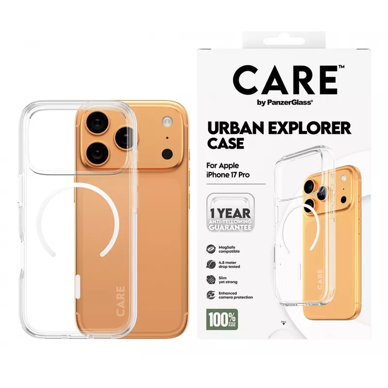 PanzerGlass CARE™ by ® Urban Explorer Dėklas Skaidrus su Balta MagSafe iPhone 17 Pro