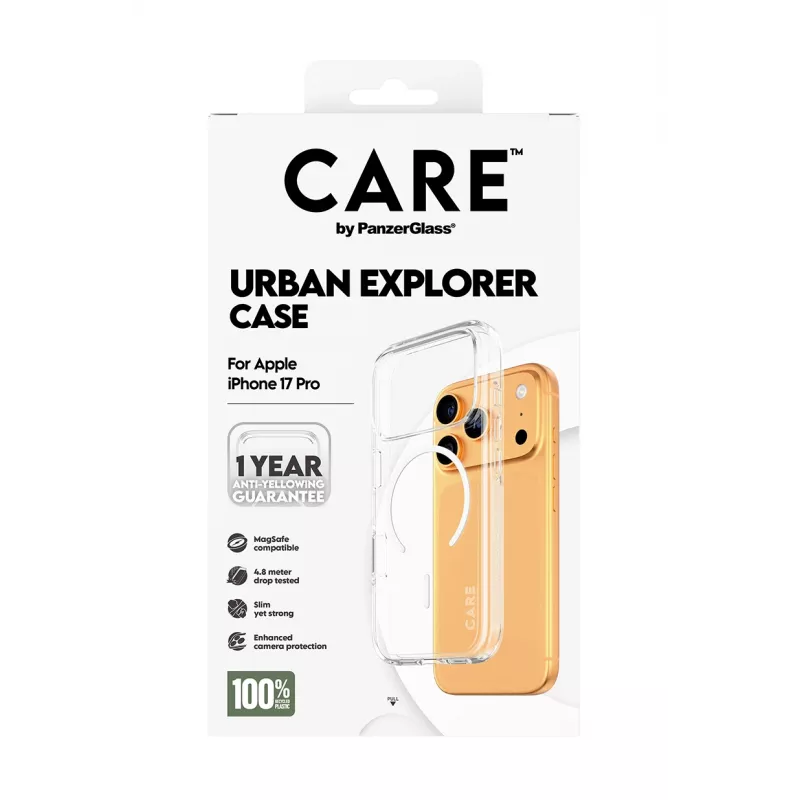 PanzerGlass CARE™ by ® Urban Explorer Dėklas Skaidrus su Balta MagSafe iPhone 17 Pro