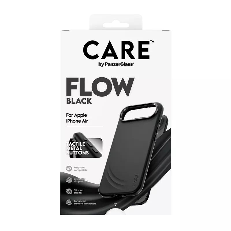 Apsauginis dėklas PanzerGlass CARE™ Flow Case juodas su MagSafe, skirtas iPhone Air