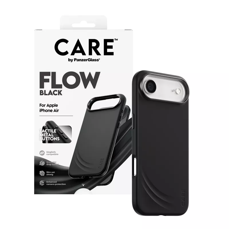 Apsauginis dėklas PanzerGlass CARE™ Flow Case juodas su MagSafe, skirtas iPhone Air