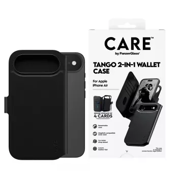 Dėklas su pinigine PanzerGlass CARE Tango 2-in-1 su MagSafe, skirtas iPhone Air, juodas