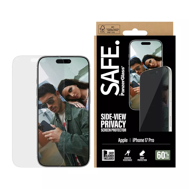 PanzerGlass SAFE. by ® 2-Way privatumo ekrano apsauga iPhone 17 Pro | Ultra-Wide Fit su EasyAligner