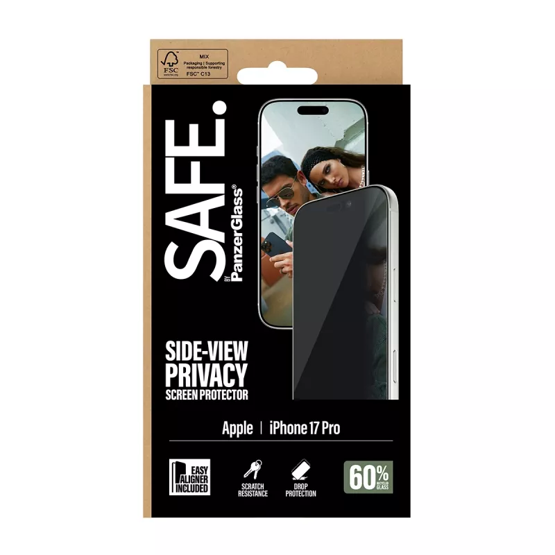 PanzerGlass SAFE. by ® 2-Way privatumo ekrano apsauga iPhone 17 Pro | Ultra-Wide Fit su EasyAligner