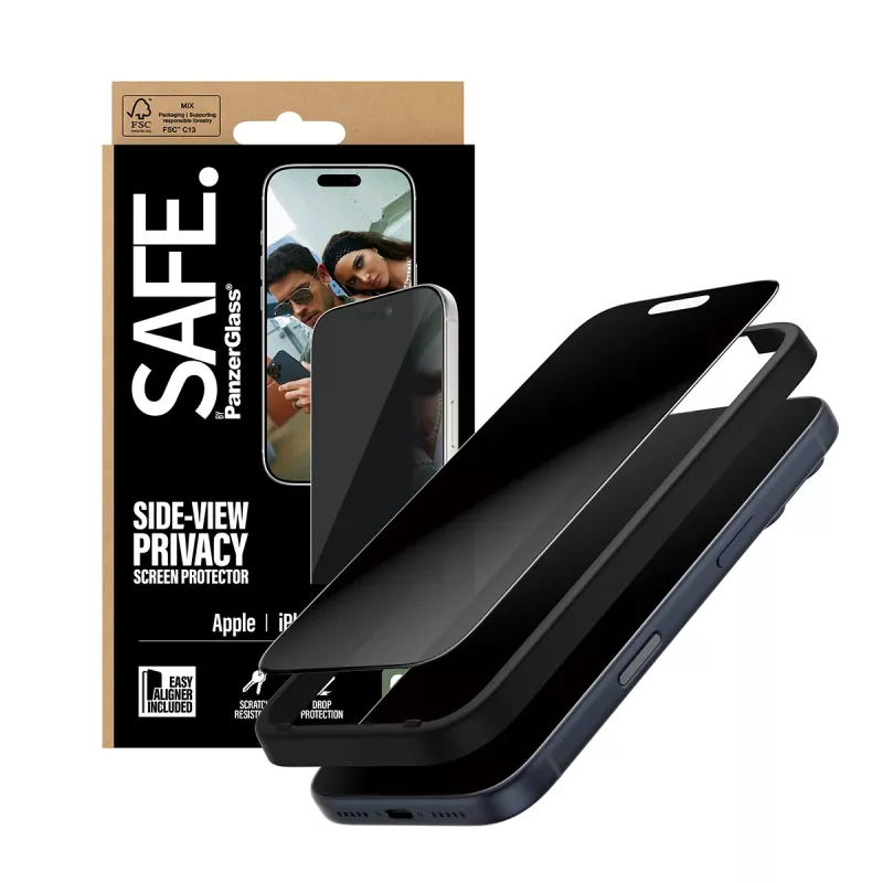PanzerGlass SAFE. by ® 2-Way privatumo ekrano apsauga iPhone 17 Pro | Ultra-Wide Fit su EasyAligner