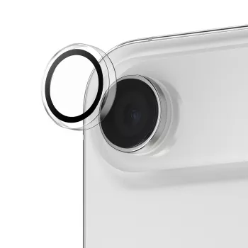 PanzerGlass Hoops apsauginis objektyvo stikliukas iPhone Air — grūdintas stiklas su silikoniniu rėmeliu, skaidrus, 1 vnt.