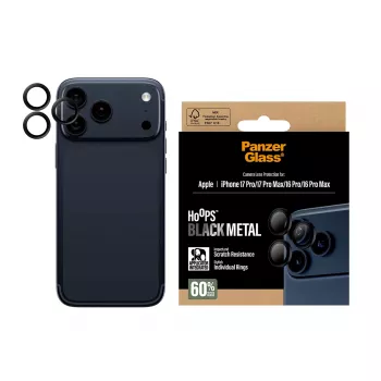 PanzerGlass ® Hoops® fotoaparato objektyvo apsauga Juoda iPhone 17 Pro | iPhone 17 Pro Max | iPhone 16 Pro | 16 Pro Max