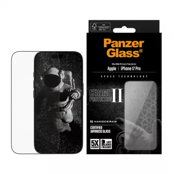 PanzerGlass® Ceramic II apsauginis stiklas iPhone 17 Pro | Ultra-Wide Fit su EasyAligner