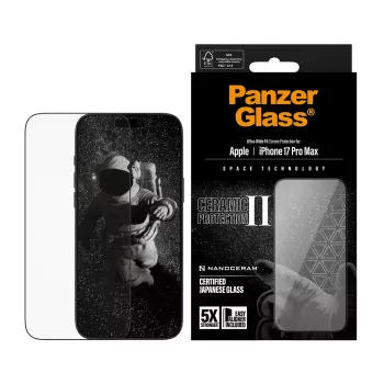 PanzerGlass® Ceramic II ekrano apsauga iPhone 17 Pro Max | Ultra-Wide Fit su EasyAligner