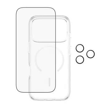 PanzerGlass CARE 3-in-1 Flagship Explorer apsauginis rinkinys iPhone 17 Pro — grūdintas stiklas, PET, silikonas, permatomas