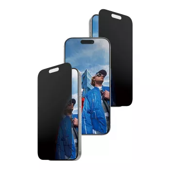 Privatumo apsaugos stiklas PanzerGlass iPhone 17 / iPhone 16 Pro — Ultra-Wide Fit, grūdintas stiklas + PET, FASTFIT