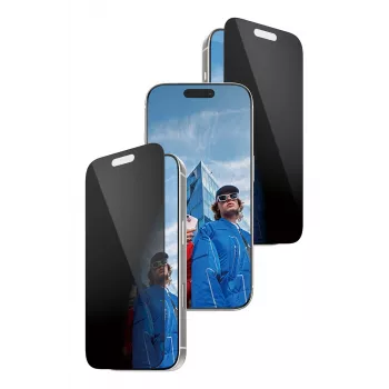 Apsauginis stiklas PanzerGlass 2-Way Privacy, skirtas iPhone 17 Pro – Ultra-Wide Fit, grūdintas stiklas, privatumo filtras, FASTFIT