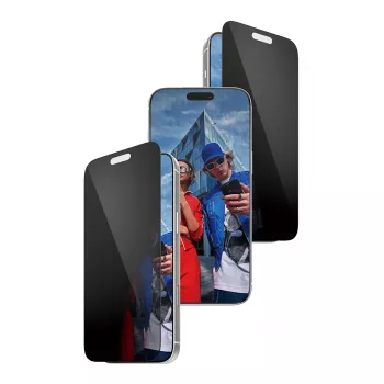 Apsauginis stiklas PanzerGlass 2-Way Privacy, skirtas iPhone 17 Pro Max – grūdintas stiklas, itin platus dengimas, FASTFIT