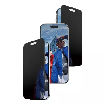 PanzerGlass Privacy iPhone Air apsauginis stiklas — grūdintas, itin platus, privatumo filtras, FASTFIT