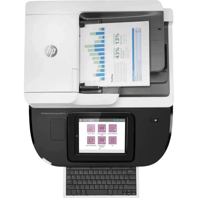 HP Flow 8500 fn2 plokščiasis ir ADF skaitytuvas 600 x 600 DPI