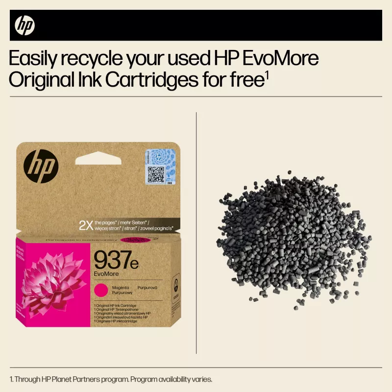 HP 937e EvoMore Original rašalo kasetė, purpurinė (magenta)