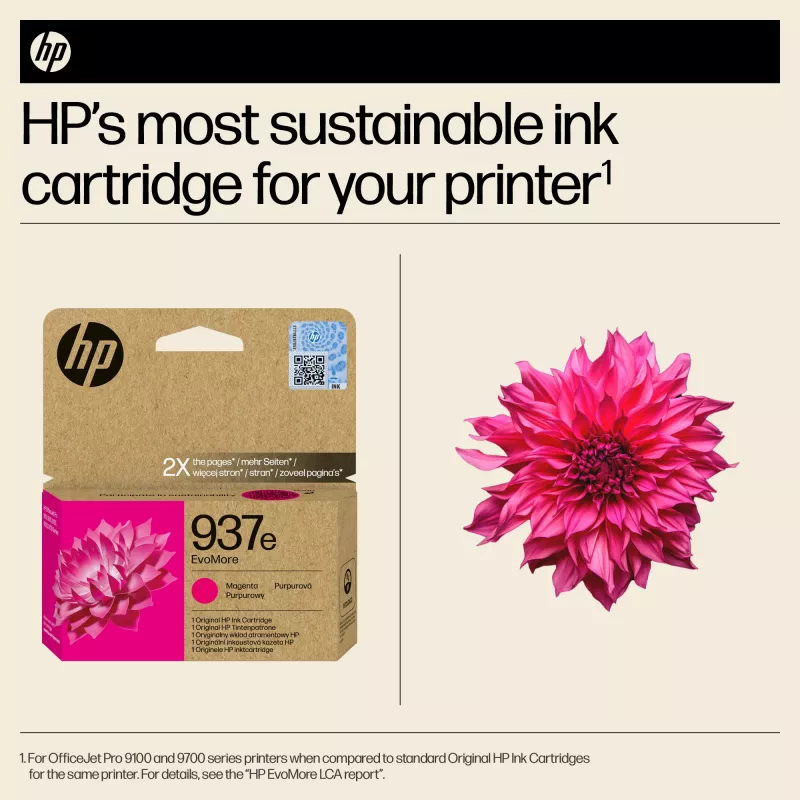 HP 937e EvoMore Original rašalo kasetė, purpurinė (magenta)