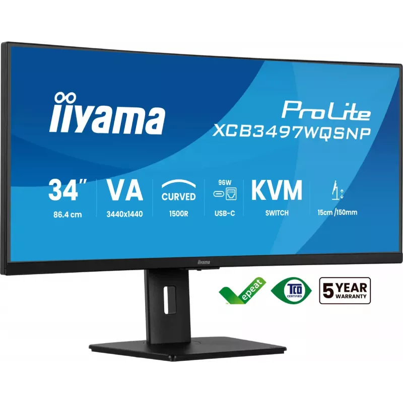 Monitorius iiyama ProLite XCB3497WQSNP-B1 86,4 cm (34 inch) 3440 x 1440 UltraWide Quad HD LED juodas
