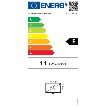 Monitorius su liečiamuoju ekranu iiyama ProLite T1531SR-B1S 15 colių (38,1 cm) 1024x768 XGA LCD juodas