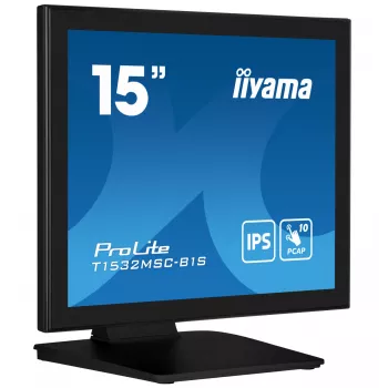 Monitorius iiyama ProLite T1532MSC-B1S 38,1 cm (15 colių) 1024 x 768 pikselių XGA LCD jutiklinis juodas