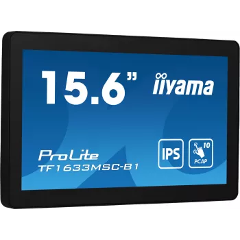 Monitorius iiyama ProLite TF1633MSC-B1 39,6 cm (15,6 colio) 1920 x 1080 pikselių Full HD liečiamas juodas
