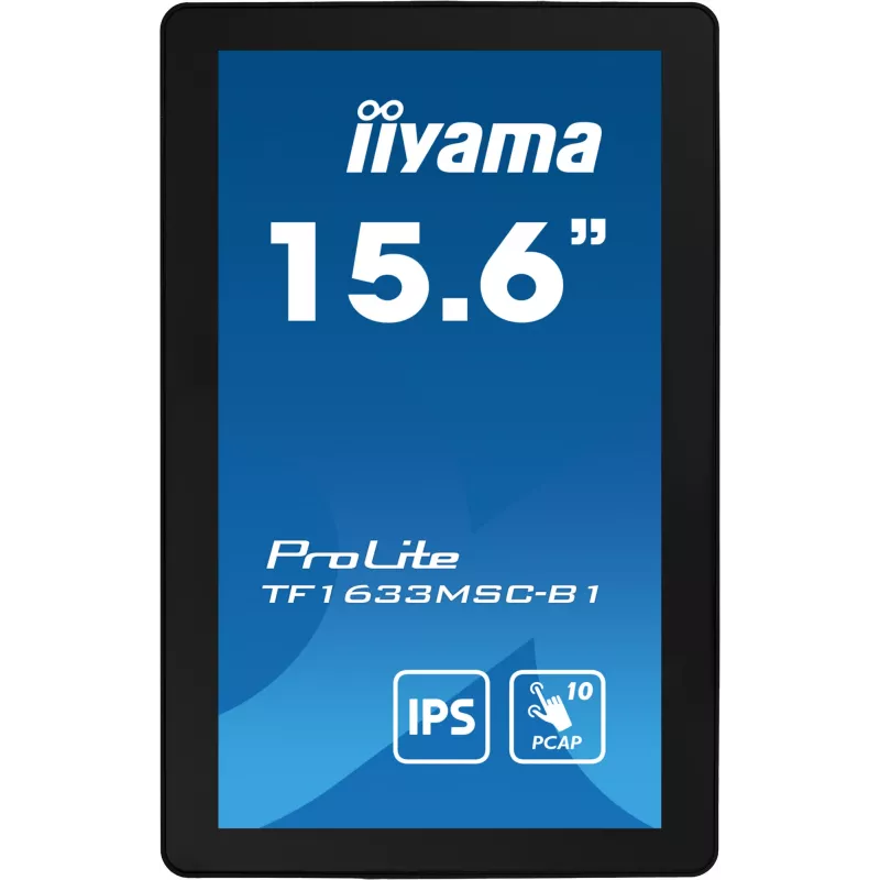 Monitorius iiyama ProLite TF1633MSC-B1 39,6 cm (15,6 colio) 1920 x 1080 pikselių Full HD liečiamas juodas