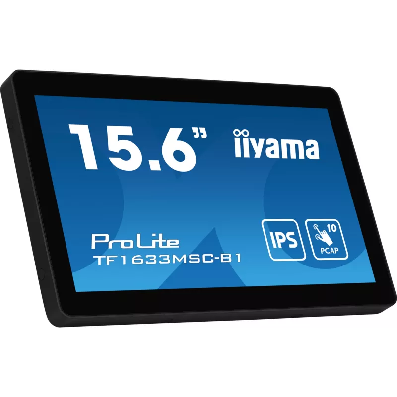 Monitorius iiyama ProLite TF1633MSC-B1 39,6 cm (15,6 colio) 1920 x 1080 pikselių Full HD liečiamas juodas