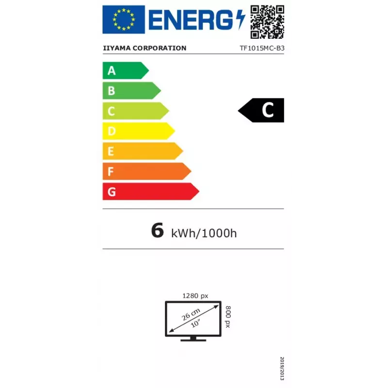 Monitorius iiyama TF1015MC-B3 25.6 cm (10.1 colio) 1280x800 pikselių HD LED liečiamas juodas