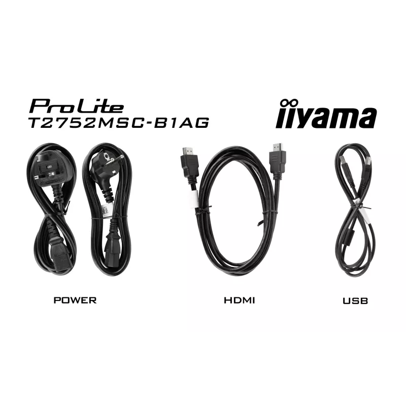 Monitorius iiyama ProLite T2752MSC-B1AG 68,6 cm (27 colių) 1920 x 1080 pikselių Full HD LED Touchscreen juodas