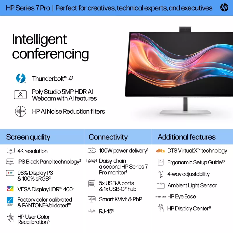 HP Series 7 Pro 27 colių 4K konferencinis monitorius - 727pm