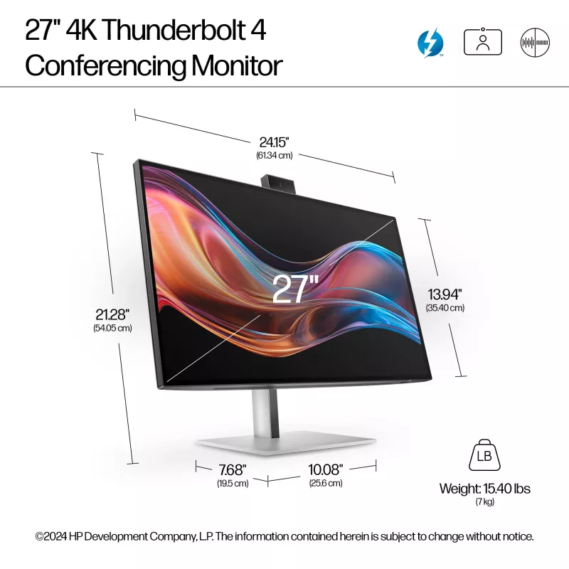 HP Series 7 Pro 27 colių 4K konferencinis monitorius - 727pm