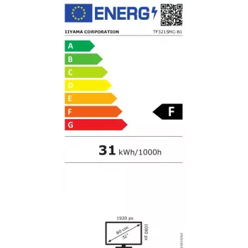 iiyama ProLite TF3215MC-B2 kompiuterio monitorius 80 cm (31,5 colio) 1920 x 1080 pikselių Full HD LED jutiklinis ekranas kioskui juodas