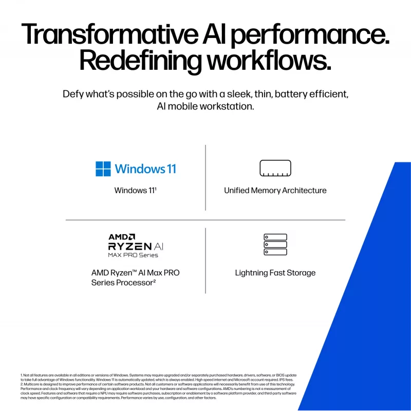 HP ZBook Ultra G1a Copilot+ PC AMD Ryzen AI Max PRO 390 35,6 cm (14 colių) WUXGA 32 GB LPDDR5x-SDRAM Wi-Fi 7 (802.11be) Windows 11 Pro AI darbo stotis, AI kompiuteris Sidabrinis