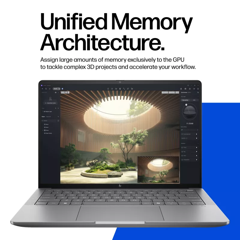 HP ZBook Ultra G1a Copilot+ PC AMD Ryzen AI Max PRO 390 35,6 cm (14 colių) WUXGA 32 GB LPDDR5x-SDRAM Wi-Fi 7 (802.11be) Windows 11 Pro AI darbo stotis, AI kompiuteris Sidabrinis