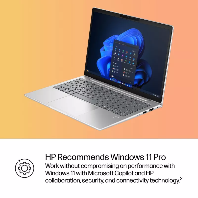 HP EliteBook 6 G1i AI PC nešiojamas kompiuteris Intel Core Ultra 5 225U 33,8 cm (13,3 colio) WUXGA 16 GB DDR5-SDRAM Wi-Fi 7 (802.11be) Windows 11 Pro sidabrinis