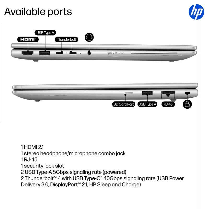 HP EliteBook 6 G1i AI nešiojamas kompiuteris Intel Core Ultra 7 255U 35,6 cm (14 colių) WUXGA 32 GB DDR5-SDRAM Wi-Fi 7 (802.11be) Windows 11 Pro sidabrinis