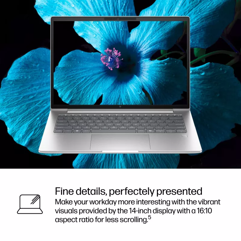 HP EliteBook 6 G1i AI nešiojamas kompiuteris Intel Core Ultra 7 255U 35,6 cm (14 colių) WUXGA 32 GB DDR5-SDRAM Wi-Fi 7 (802.11be) Windows 11 Pro sidabrinis
