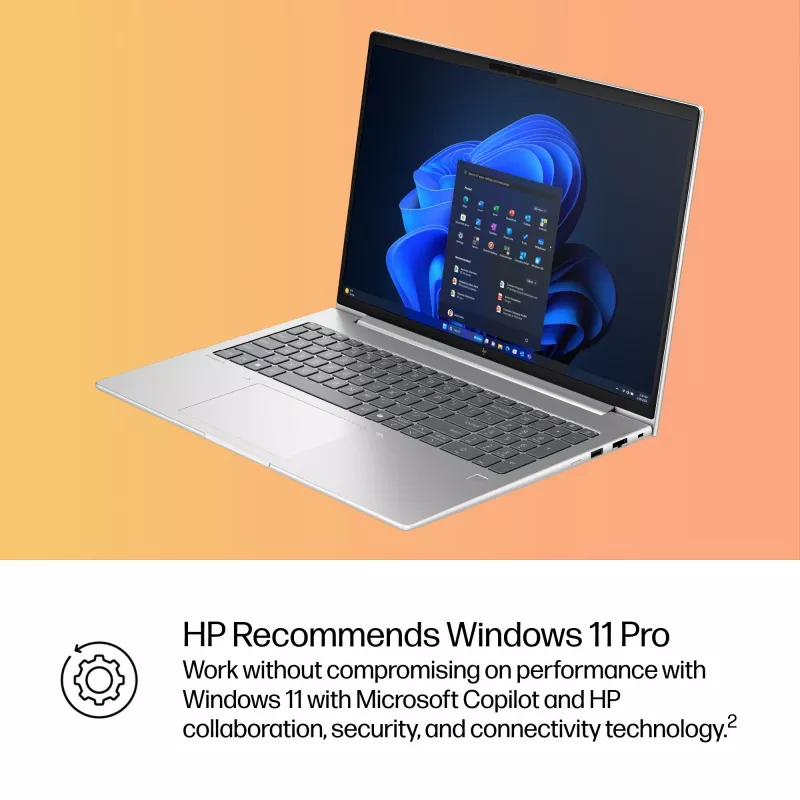 HP EliteBook 6 G1i AI nešiojamas kompiuteris Intel Core Ultra 7 255U 40,6 cm (16 colių) WUXGA 16 GB DDR5-SDRAM Wi-Fi 7 (802.11be) Windows 11 Pro sidabrinis