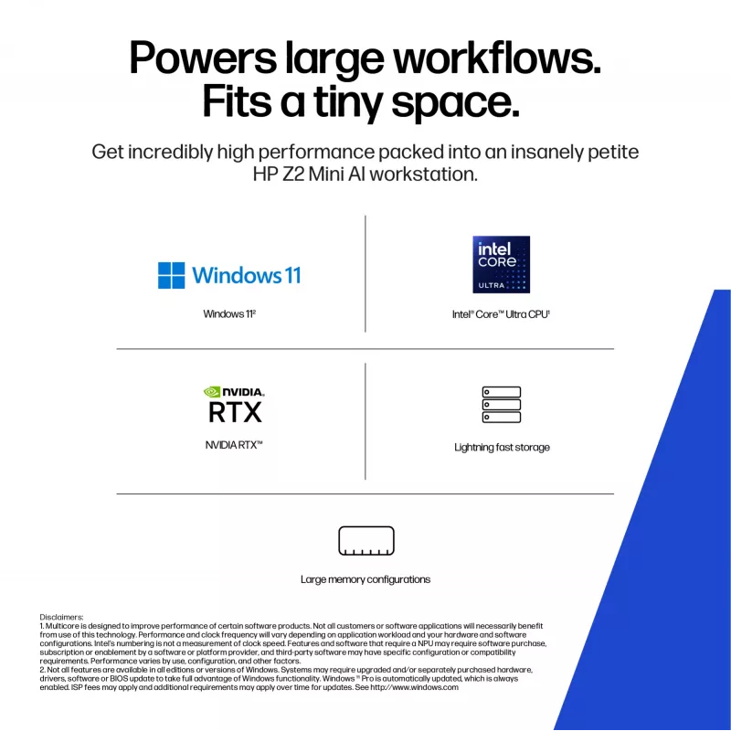 HP Z2 Mini G1i darbo stotis su Intel Core Ultra 7 265K, 32 GB DDR5, NVIDIA RTX 2000 Ada, Windows 11 Pro