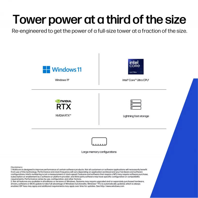 HP Z2 SFF G1i darbo stotis su Intel Core Ultra 7 265K, 32 GB DDR5, NVIDIA RTX A400, Windows 11 Pro