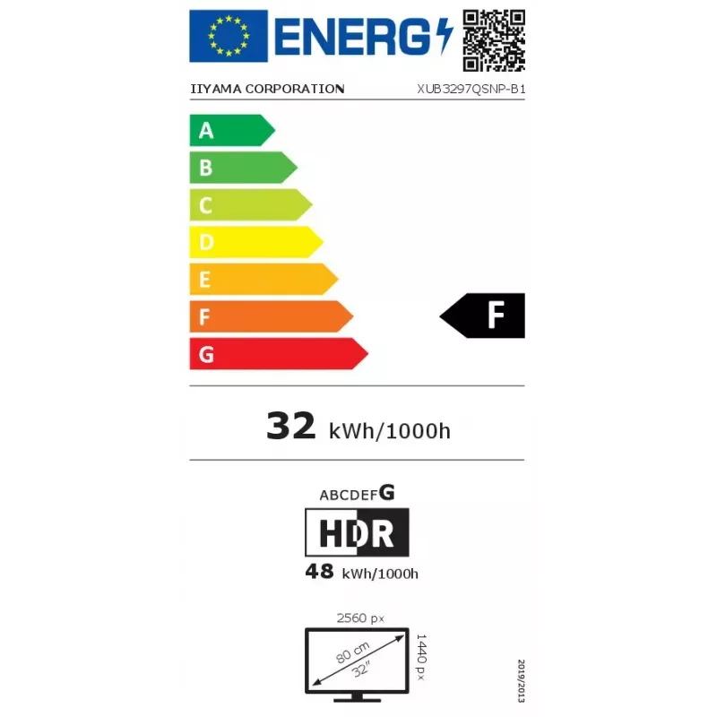 Monitorius iiyama ProLite XUB3297QSNP-B1 81,3 cm (32 coliai) 2560 x 1440 pikselių Quad HD LED juodas