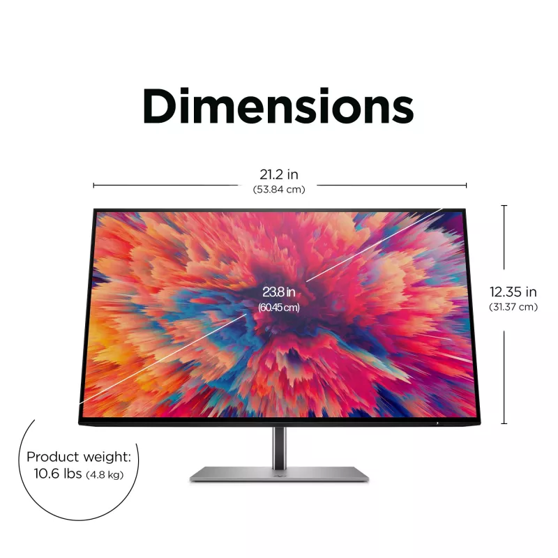 HP Z24q G3 QHD monitorius, 60,5 cm (23,8 colio), 2560 x 1440 pikselių, Quad HD, LCD, 5 ms, sidabrinis
