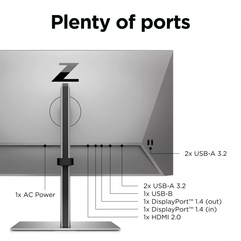 HP Z24q G3 QHD monitorius, 60,5 cm (23,8 colio), 2560 x 1440 pikselių, Quad HD, LCD, 5 ms, sidabrinis
