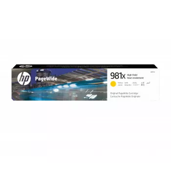 HP 981X didelės talpos geltona originali PageWide kasetė, geltona, 1 vnt., 10000 puslapių