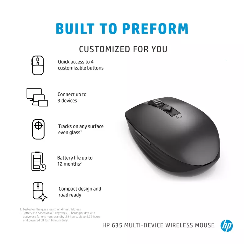 Pelė HP 635 Multi-Device belaidė RF + Bluetooth