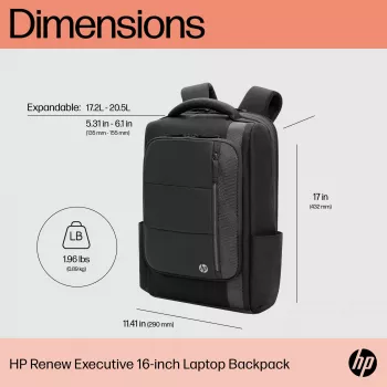 HP Renew Executive 16 colių nešiojamojo kompiuterio kuprinė, 40,9 cm (16,1 colio), 890 g