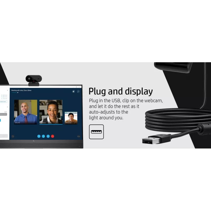 HP 325 FHD Webcam internetinė kamera, verslui, Windows 10, Windows 11, MacOS, 72 mm, 53.6 mm, 53.2 mm