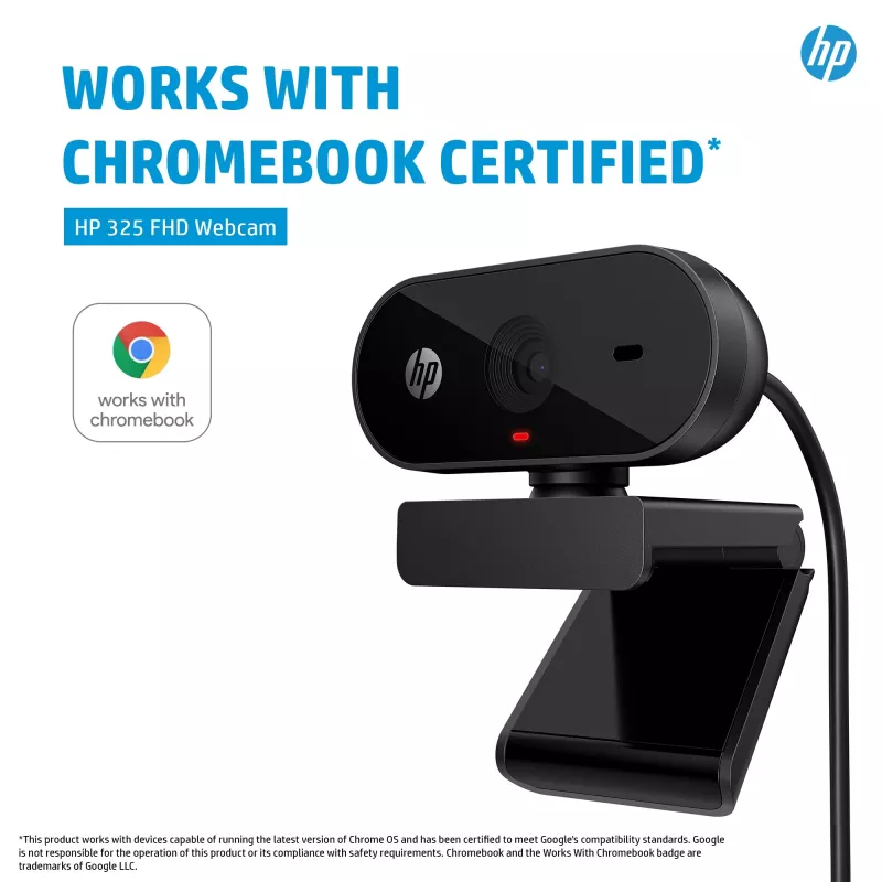 HP 325 FHD Webcam internetinė kamera, verslui, Windows 10, Windows 11, MacOS, 72 mm, 53.6 mm, 53.2 mm
