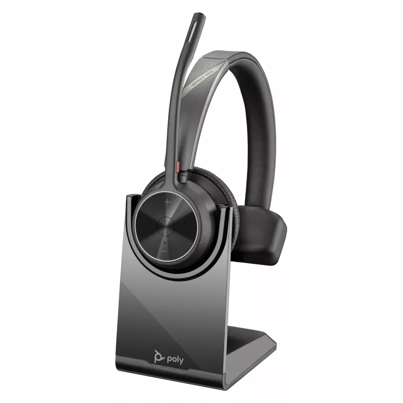 HP Poly Voyager 4310 USB-C ausinių rinkinys su BT700 adapteriu ir įkrovimo stovu